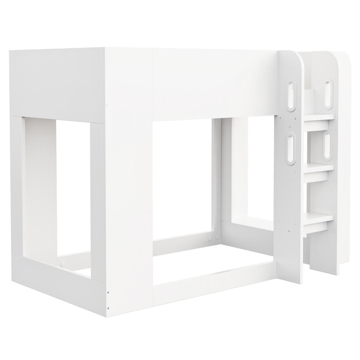 KINDER-ETAGENBETT 90*200cm mit Schutzgitter und Leiter, Weiß - Weiß, Holzwerkstoff (90/200cm) - FLIEKS