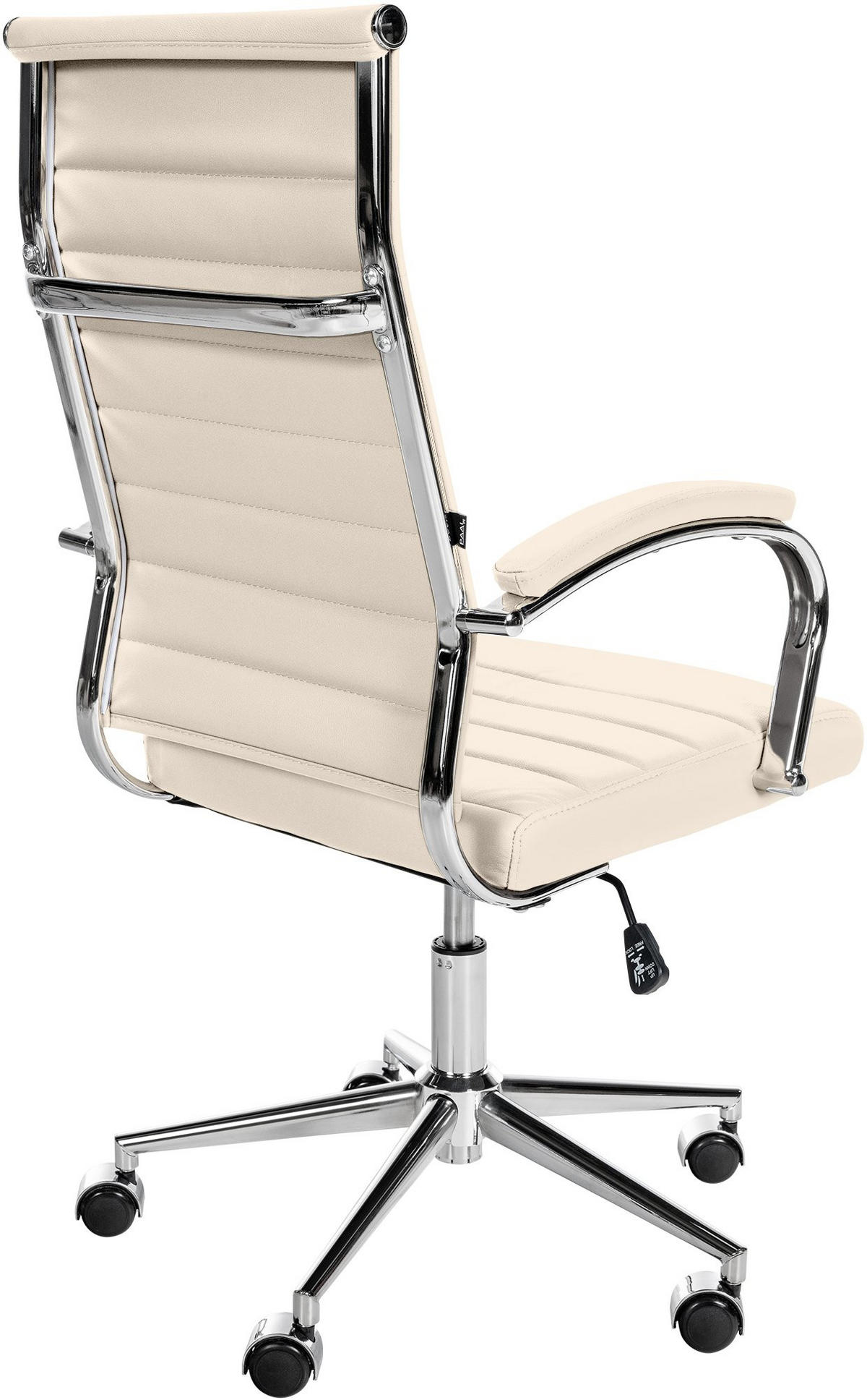 DREHSTUHL Echtleder creme - Chromfarben/Creme, Leder/Metall (56/102/61cm) - CLP
