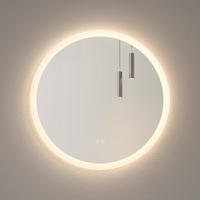 BADSPIEGEL mit Beleuchtung 3 Lichtfarben einstellbar beschlagfrei ф70 cm - Weiß, Glas (70/3.5/70cm) - EMKE