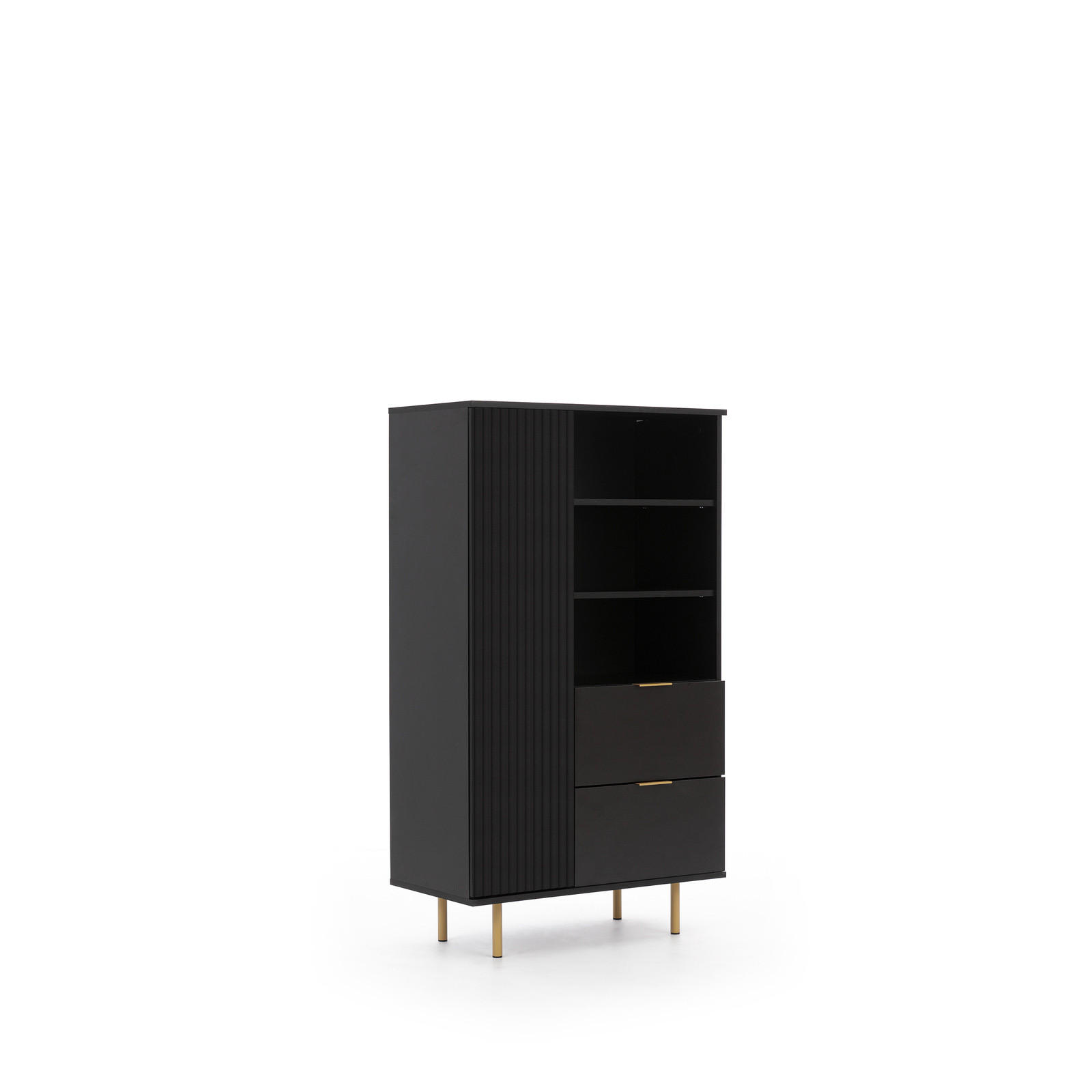 BÜCHERREGAL Nubia R1D2SZ Schwarz - Goldfarben/Schwarz, Holzwerkstoff/Metall (80/140/41cm) - Ravio