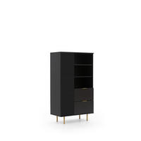 BÜCHERREGAL Nubia R1D2SZ Schwarz - Goldfarben/Schwarz, Holzwerkstoff/Metall (80/140/41cm) - Ravio