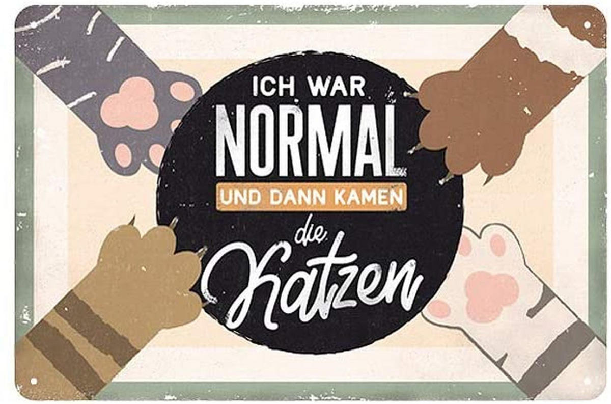 BLECHSCHILD 20/30 cm Animal Club Ich war normal - Multicolor, Metall (30/20/0.2cm) - Nostalgic-Art
