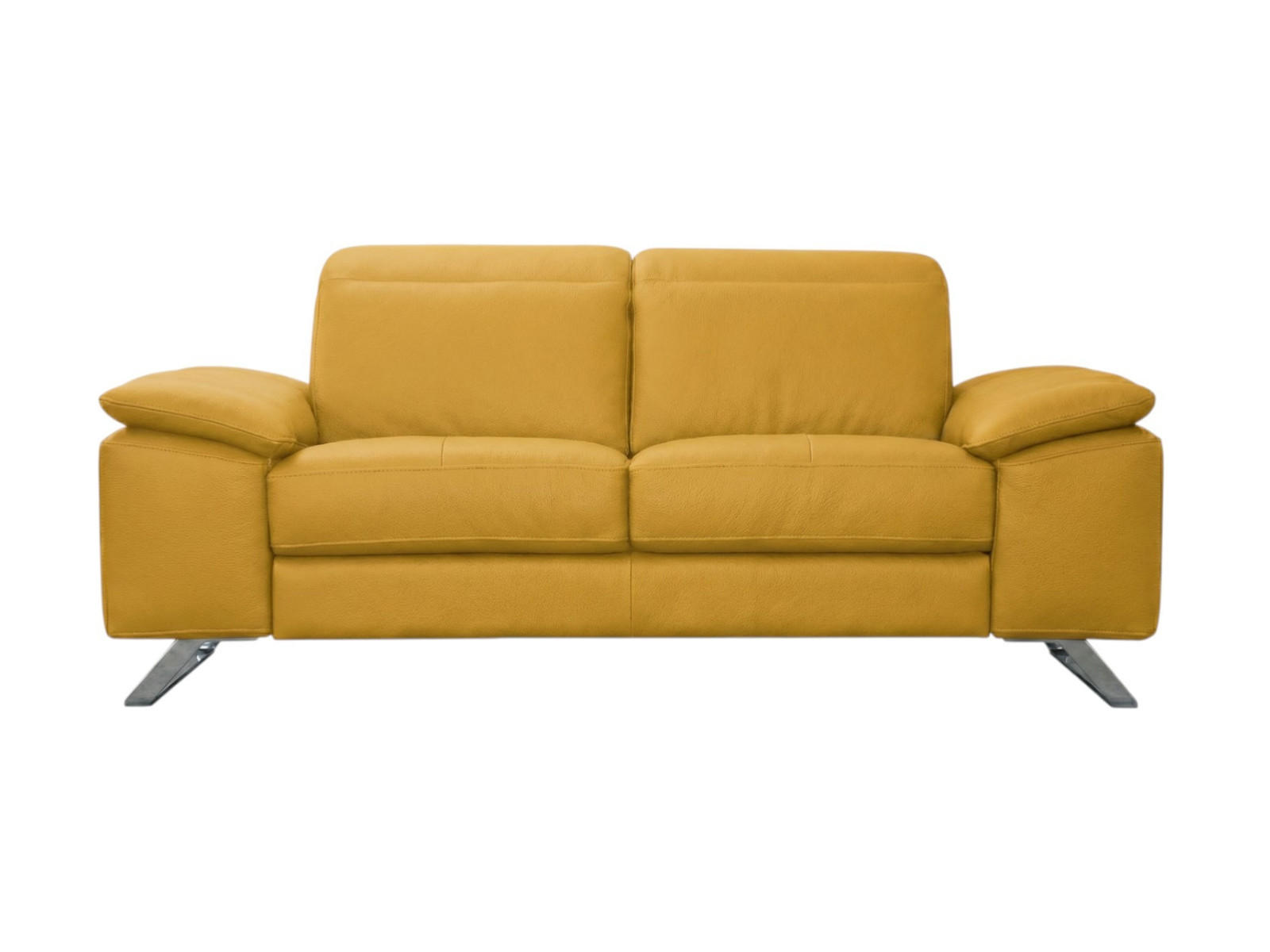 2-SITZER Sofa Genius Echtleder Senfgelb - Gelb, Leder/Metall (180/80/104cm)