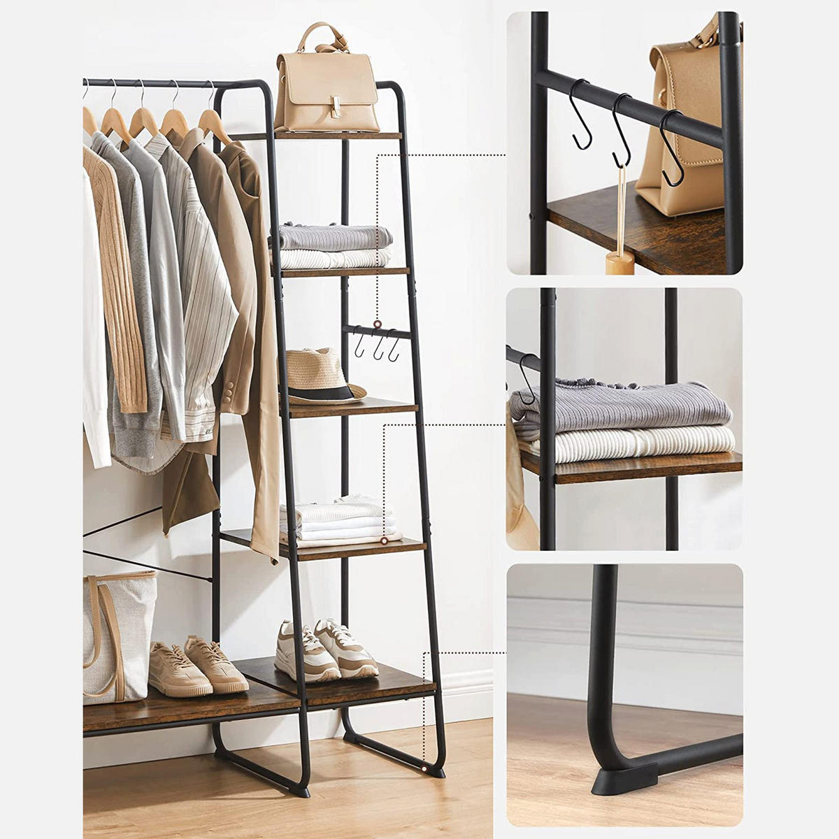 KLEIDERSTÄNDER - Braun, Holzwerkstoff (120/160/45cm) - Hansiro