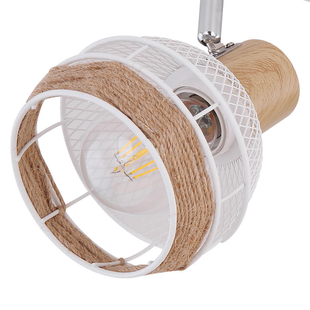 DECKENLEUCHTE Hanfseil Weiß Holzoptik - Weiß, Metall (36/17.5/18.2cm) - Globo Lighting