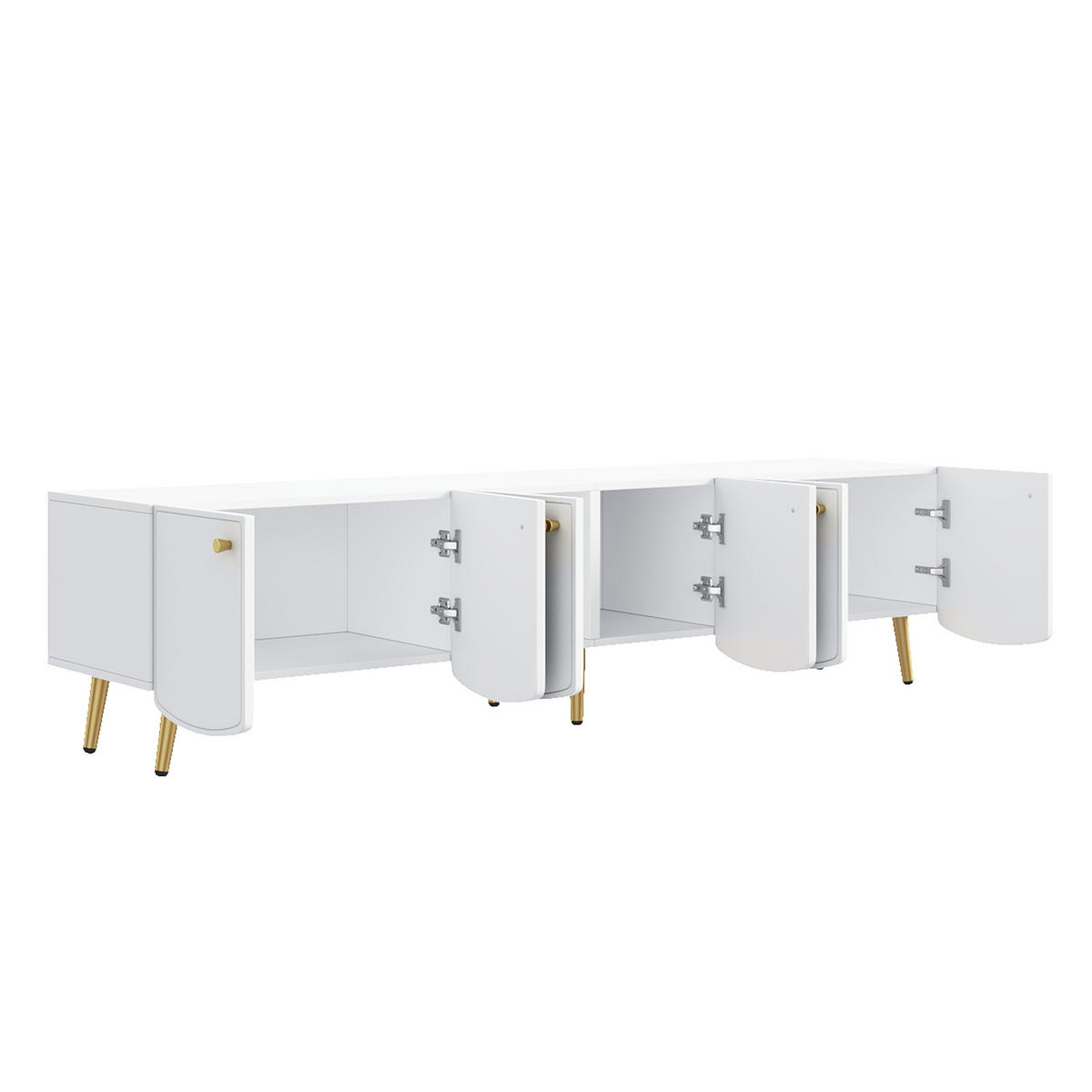 TV-LOWBOARD 180cm 6 Türen Gold Beine Weiß Modern - Multicolor, Holzwerkstoff (180/45/40cm) - FLIEKS