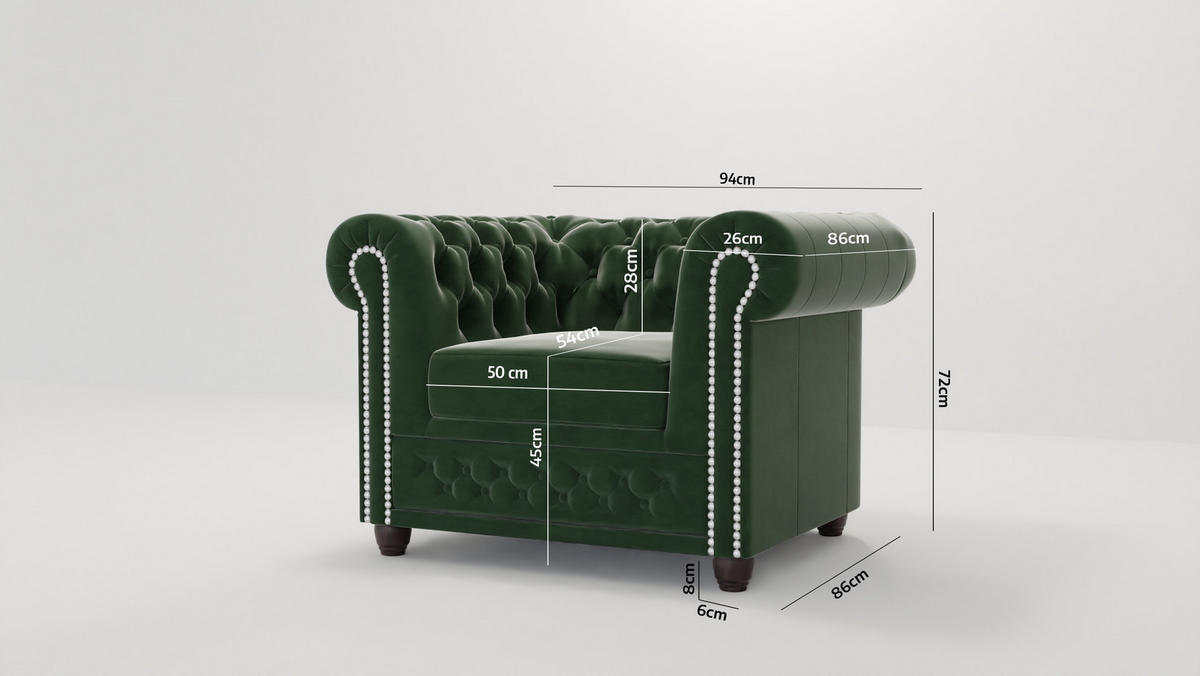 SITZGARNITUR mit Schlaffunktion 3+2+1 Chesterfield Nyx Flasche grün Samt - Smaragdgrün/Braun, Holz/Textil (203/72/86cm) - S-Style Möbel