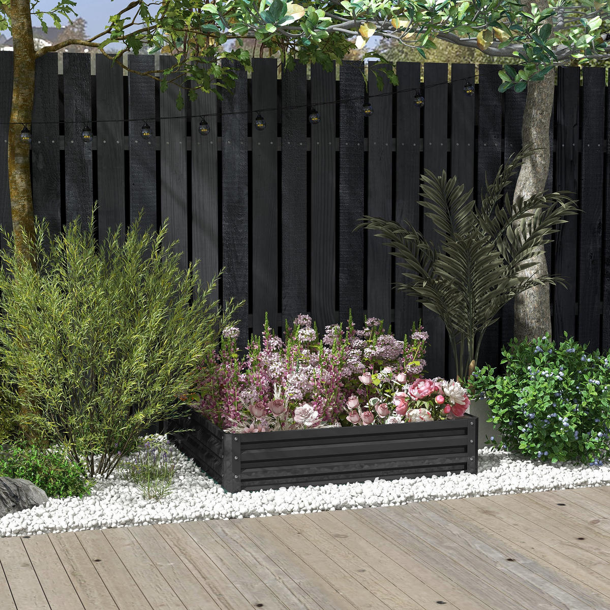 HOCHBEET, Blumenkasten, Gemüsebeet, für Garten, Terrasse, Balkon, Stahl, Grau - Grau, Metall (120/30/120cm) - Outsunny