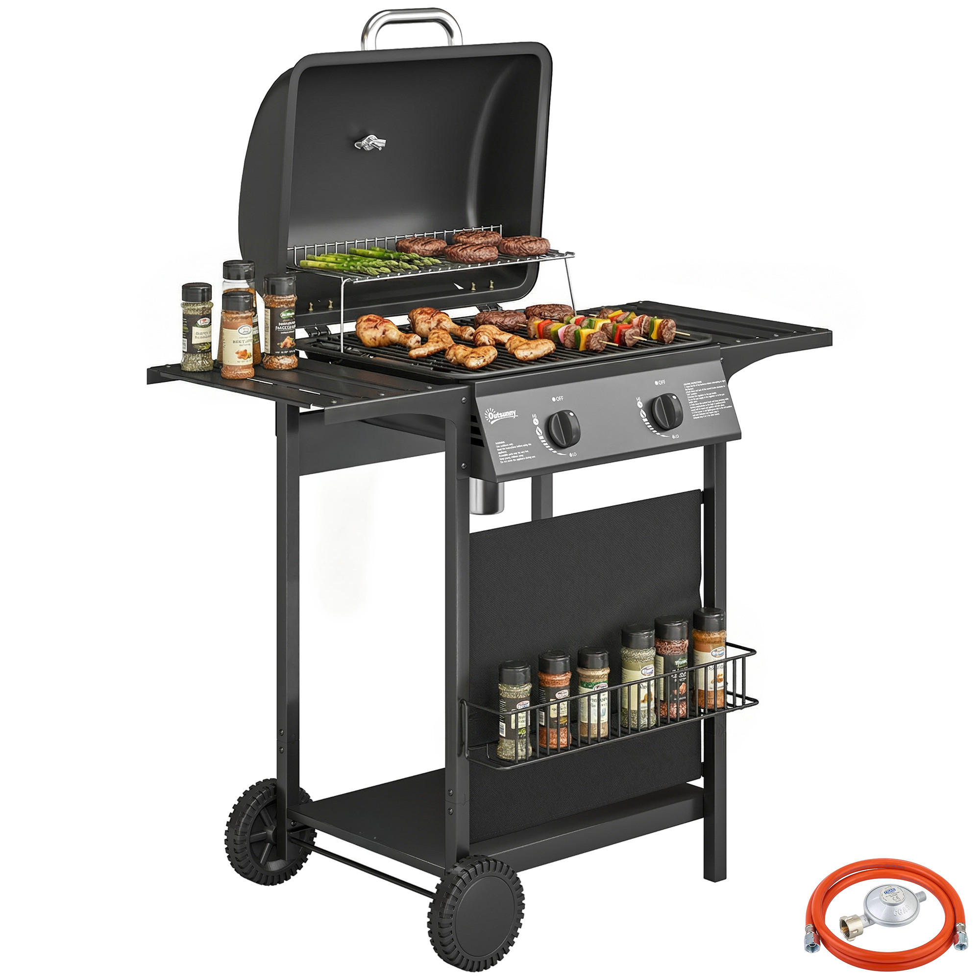 GASGRILL DE-10275 Edelstahl - Schwarz, Metall (56/95/99cm) - ComfortXL