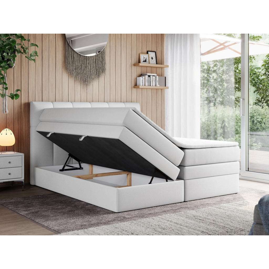Thumbnail - MKS Boxspringbett, Weiß, Textil, 2-Sitzer, H3, Rechteckig, 120x200 cm, Schlafzimmer, Betten, Boxspringbetten