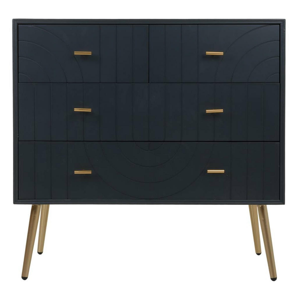 KOMMODE aus Holz und Metall, Schwarz 80x37x78 - Grau, Holzwerkstoff (80/37/78cm) - Wanderlust