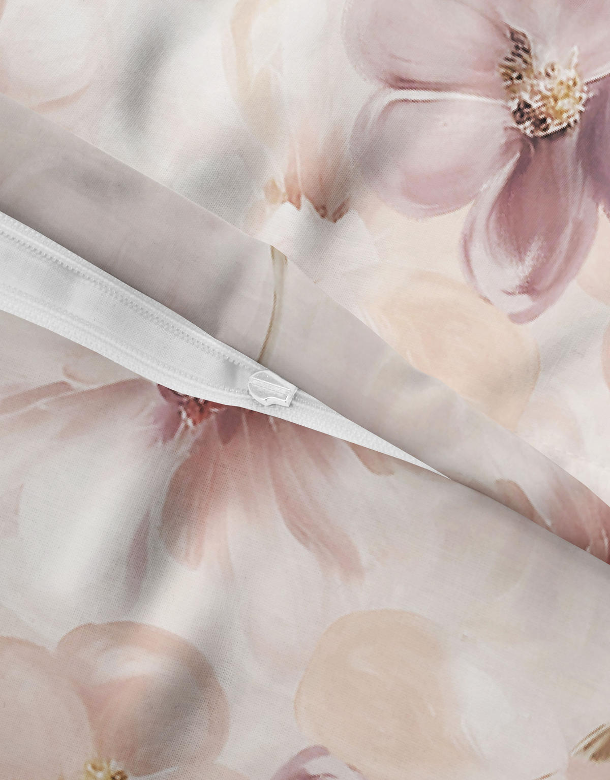 BETTWÄSCHE-GARNITUR Tencel Blume rose, 135x200 cm + 80x80 cm - Rosa, Textil (135/200cm) - biberna