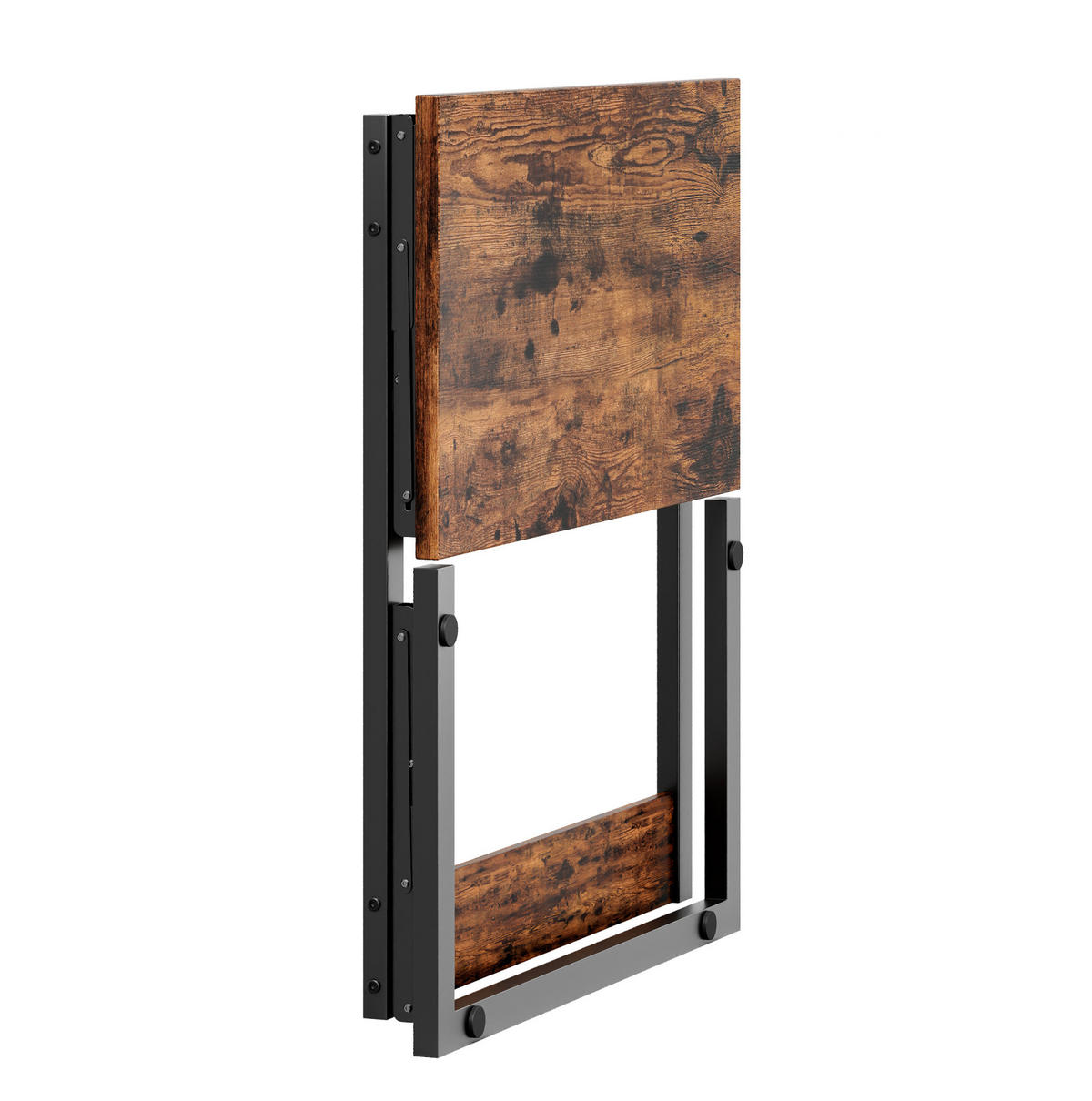 BEISTELLTISCH aus Metall und Holzwerkstoff 60x37x71 cm Rustikales Braun klappbar mit verstellbaren Füßen - Braun, Holzwerkstoff (60/37/71cm) - Modfu