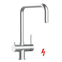 NIEDERDRUCK-3-WEGE-KÜCHENARMATUR, Edelstahl Massiv aus Chirurgenstahl, Gebürstet, 560° schwenkbar - Edelstahlfarben, Metall (22/37/22cm) - VIZIO