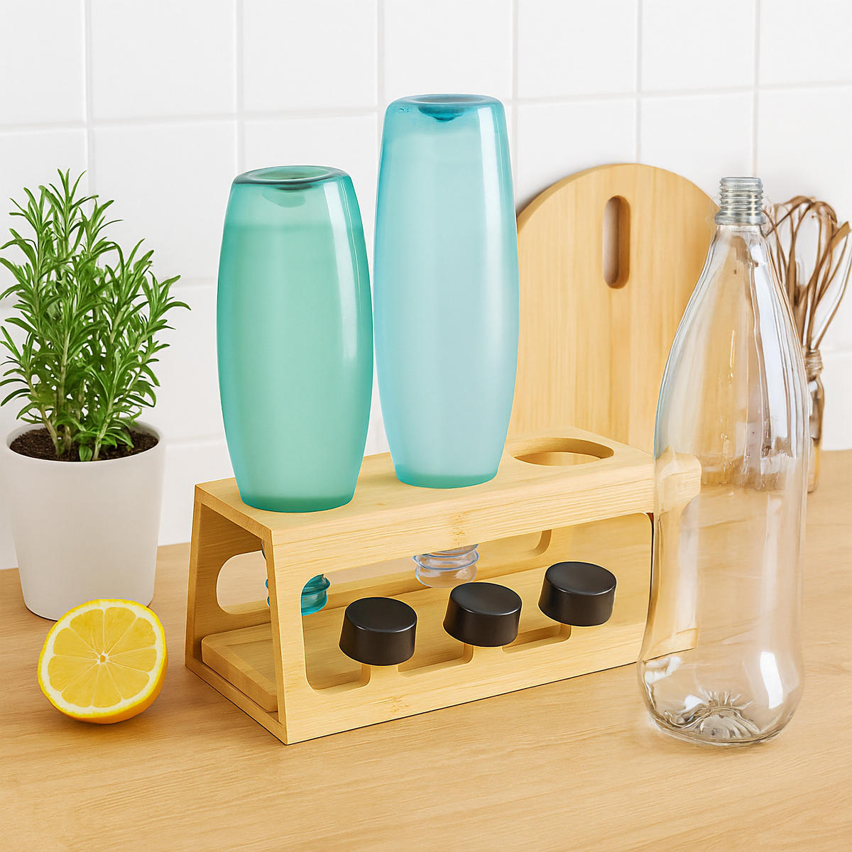 DRŽIAK na fľaše - svetlohnedá, drevo (29/12.5/14cm) - Relaxdays