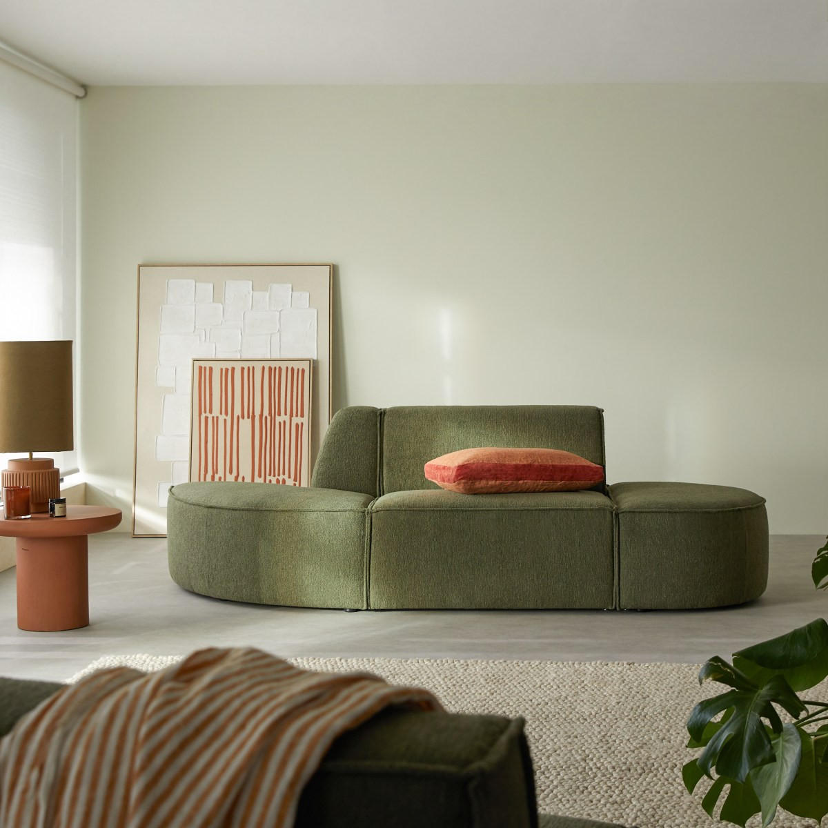 SOFA Dario Grün aus Stoff - Grün, Textil (247/75/93cm) - Tikamoon