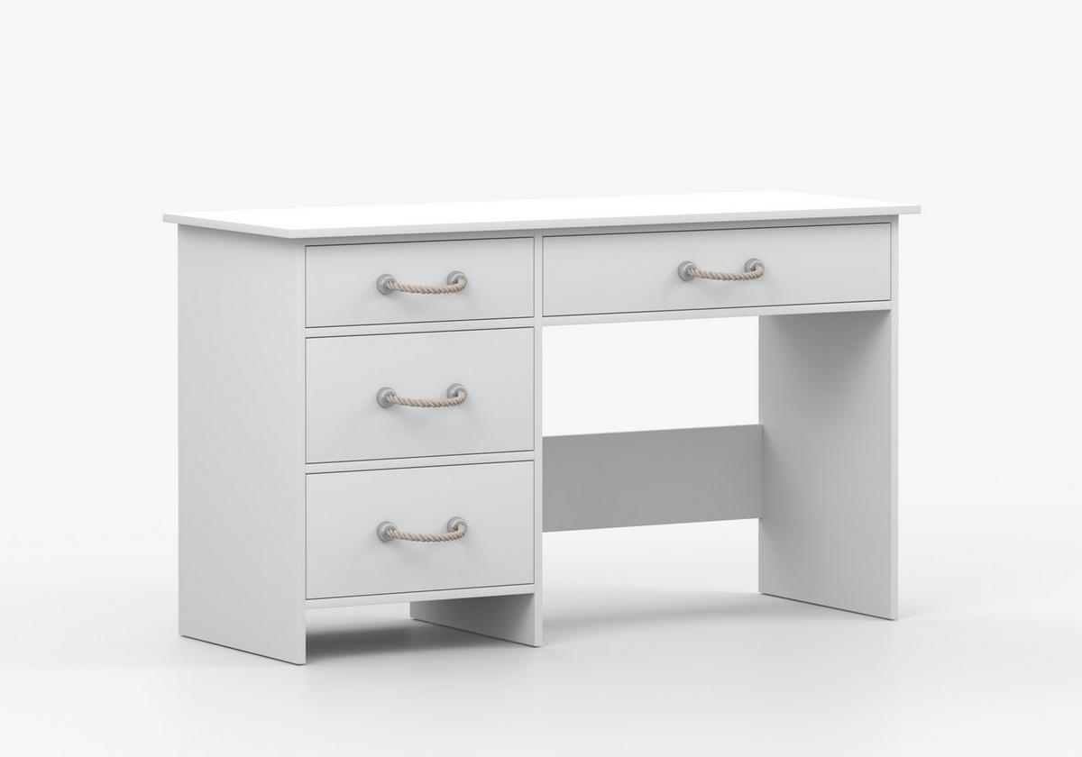 JUGENDZIMMER Solani in Weiß mit Sonoma Eiche 5 teilig mit Seilgriffen – Kinderzimmer Komplettset - Weiß, Holzwerkstoff (80/200/120cm)