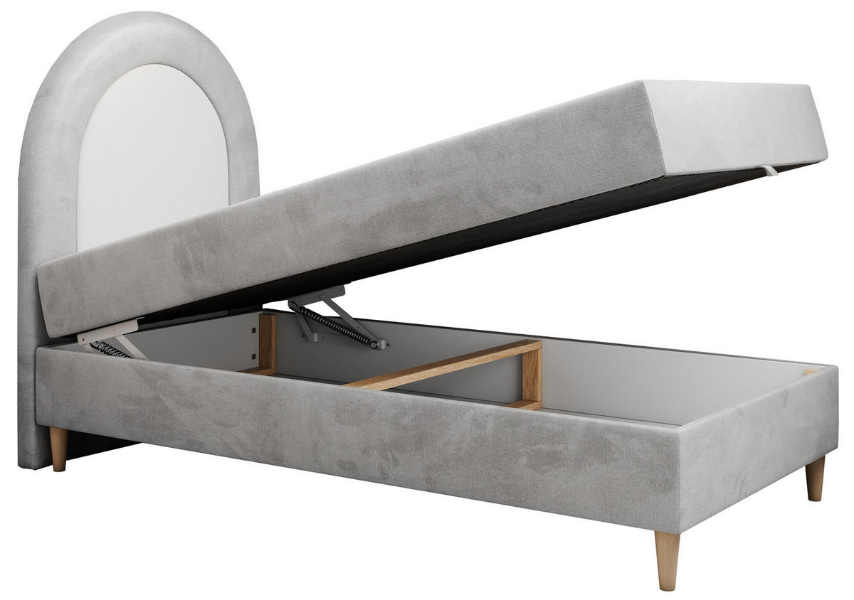 BOXBETT NEST 90/180 Hellgrau Velvet hydrophob - H3 - Hellgrau, Holz/Textil (90/180cm) - MKS
