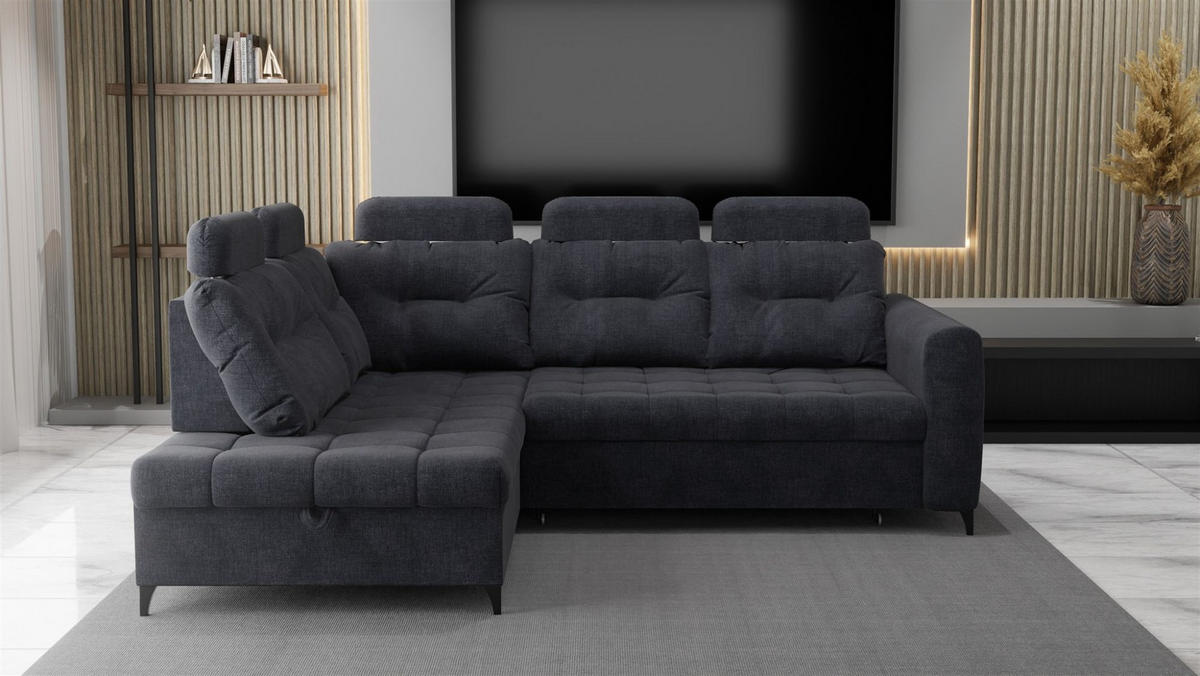 ECKSOFA Wendie - Dunkelgrau, Holzwerkstoff/Textil (200/250cm) - Fun Möbel