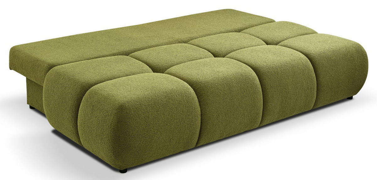 SCHLAFSOFA MILA, Sofa mit Schlaffunktion und Bettkasten, Farbe: Grün, Bouclé-Stoff - Grün, Textil (214/89/104cm) - Sepro Meble