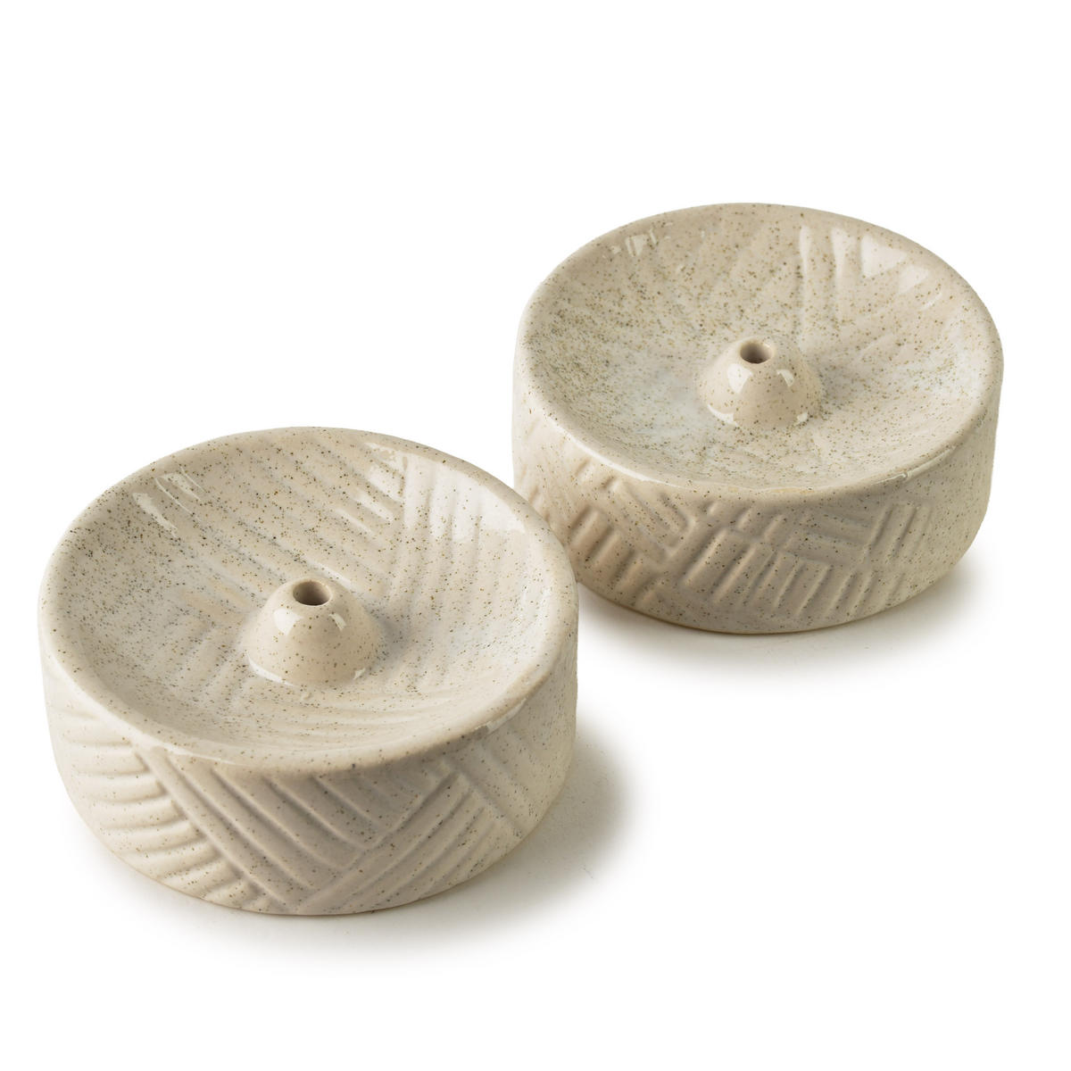 RÄUCHERSTÄBCHENHALTER 2er-Set Beige 7x7x3 cm Keramik - Beige, Keramik (7/3/7cm) - Mondex