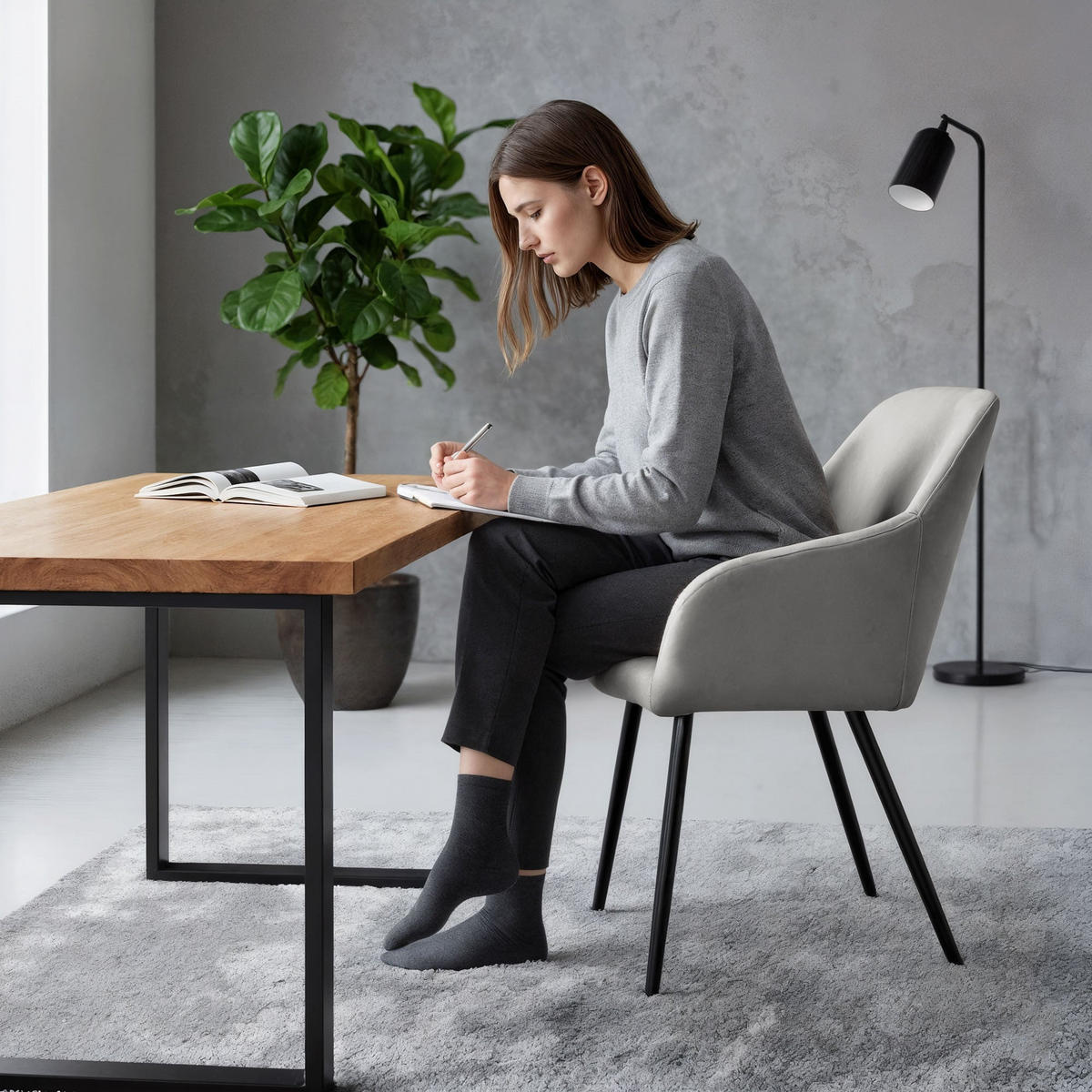 POLSTERSTUHL 6er Set, Metallbeine Grau, Schwarz 54,5/83/58 - Schwarz/Grau, Textil (55/83/58cm) - RAUMHIRSCH FURNITURE