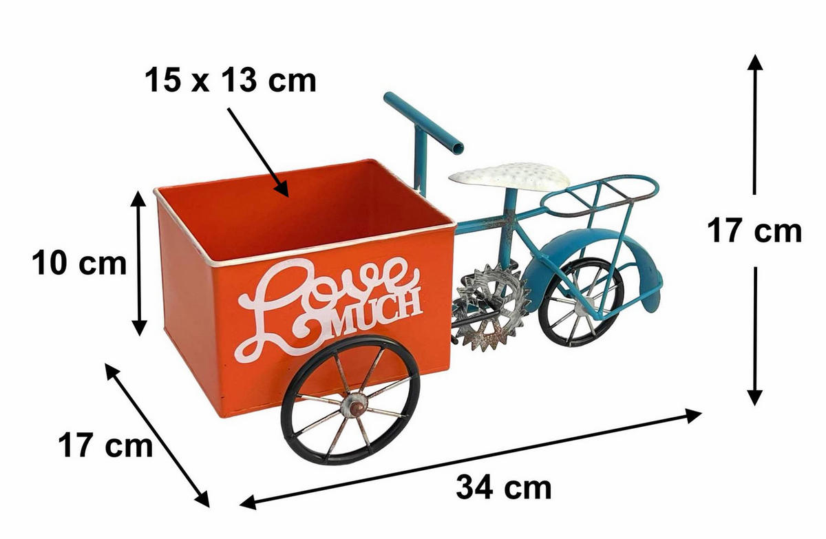 BLUMENFAHRRAD für Garten Metall Stehend Blau Orange - Blau, Metall (46/24.5/21cm) - DanDiBo