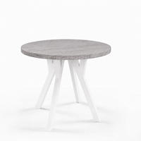 ESSTISCH ausziehbar rund ATO, 100-200 cm, Dekor Beton, weiße Holzbeine - Weiß/Grau, Holzwerkstoff/Buchenholz (100/100/77cm) - VENASI MÖBEL