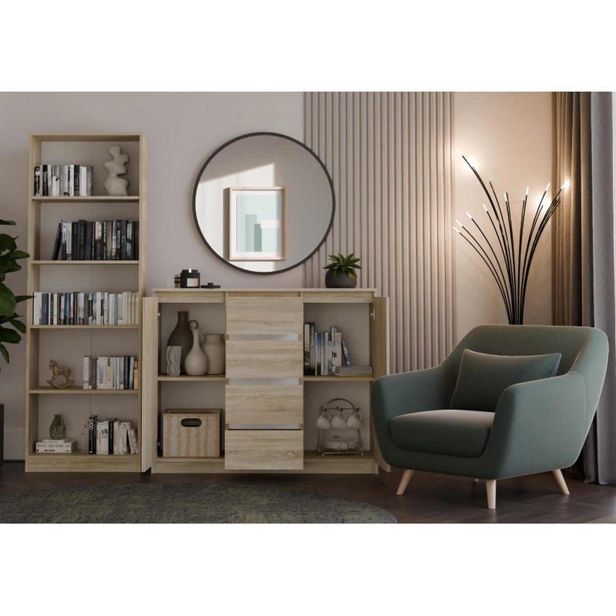 KOMMODE Sonoma Eiche 120/97/40 - Sonoma Eiche, Holzwerkstoff (120/97/40cm) - RAUMHIRSCH FURNITURE