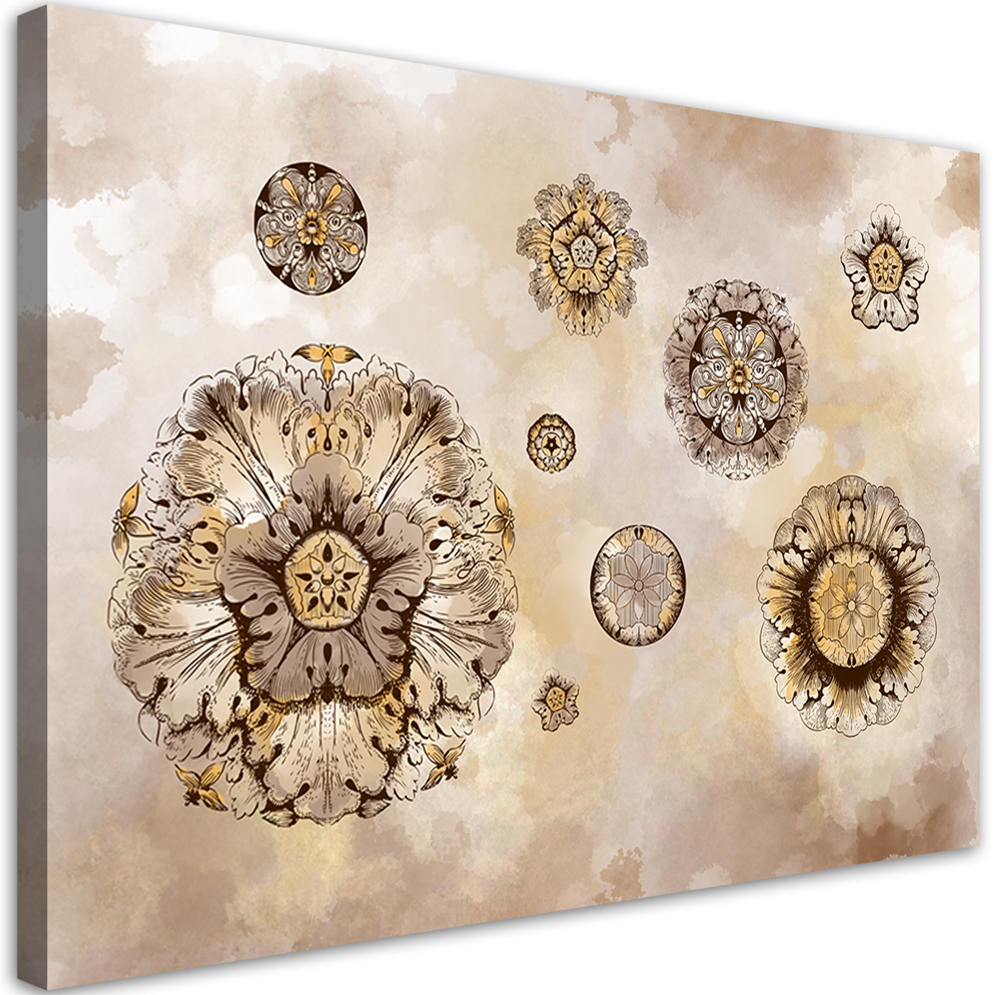 WANDBILD florale geometrische formen - Orange, Textil (60/40cm) - Feeby