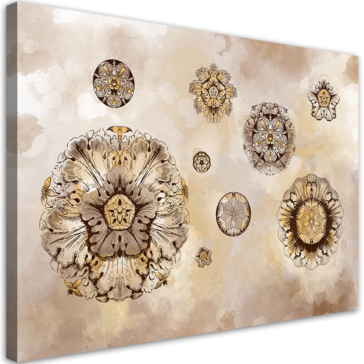 WANDBILD florale geometrische formen - Orange, Textil (60/40cm) - Feeby