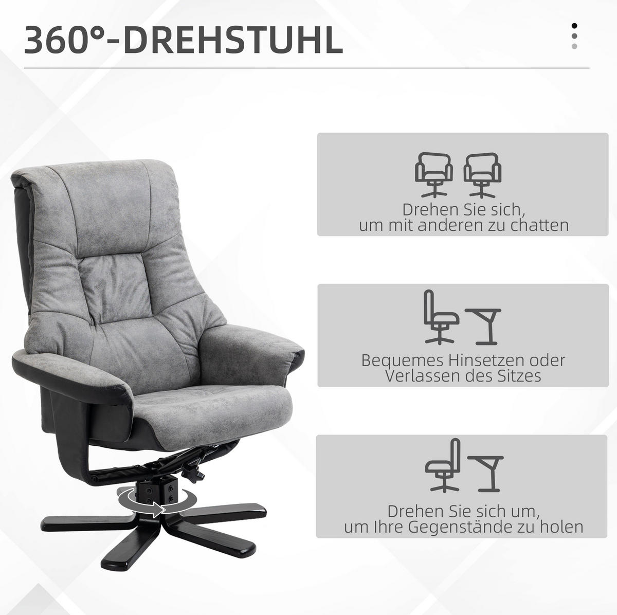 RELAXSESSEL 78/109/82.5 cm Grau aus Polyester mit Liegefunktion - Grau, Textil (82.5/109/78cm) - OKMYHOME