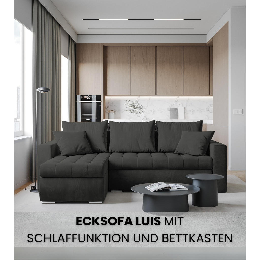 Thumbnail - Bromarkt Ecksofa, Blau, Textil, 4-Sitzer, L-Form,L-Form, 238x148 cm, Wohnzimmer, Sofas & Couches, Wohnlandschaften, Ecks...