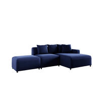ECKSOFA Megan Xs In Stoff Salvador - Dunkelblau, Holzwerkstoff/Textil (304/165cm) - Fun Möbel