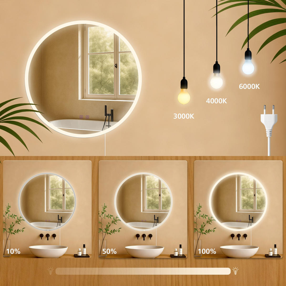 BADSPIEGEL Linz 60 ohne Bluetooth 60x3,5x60cm Glas Klarglas Badezimmerspiegel - Klar, Glas (60/60/3.5cm) - DELUKE