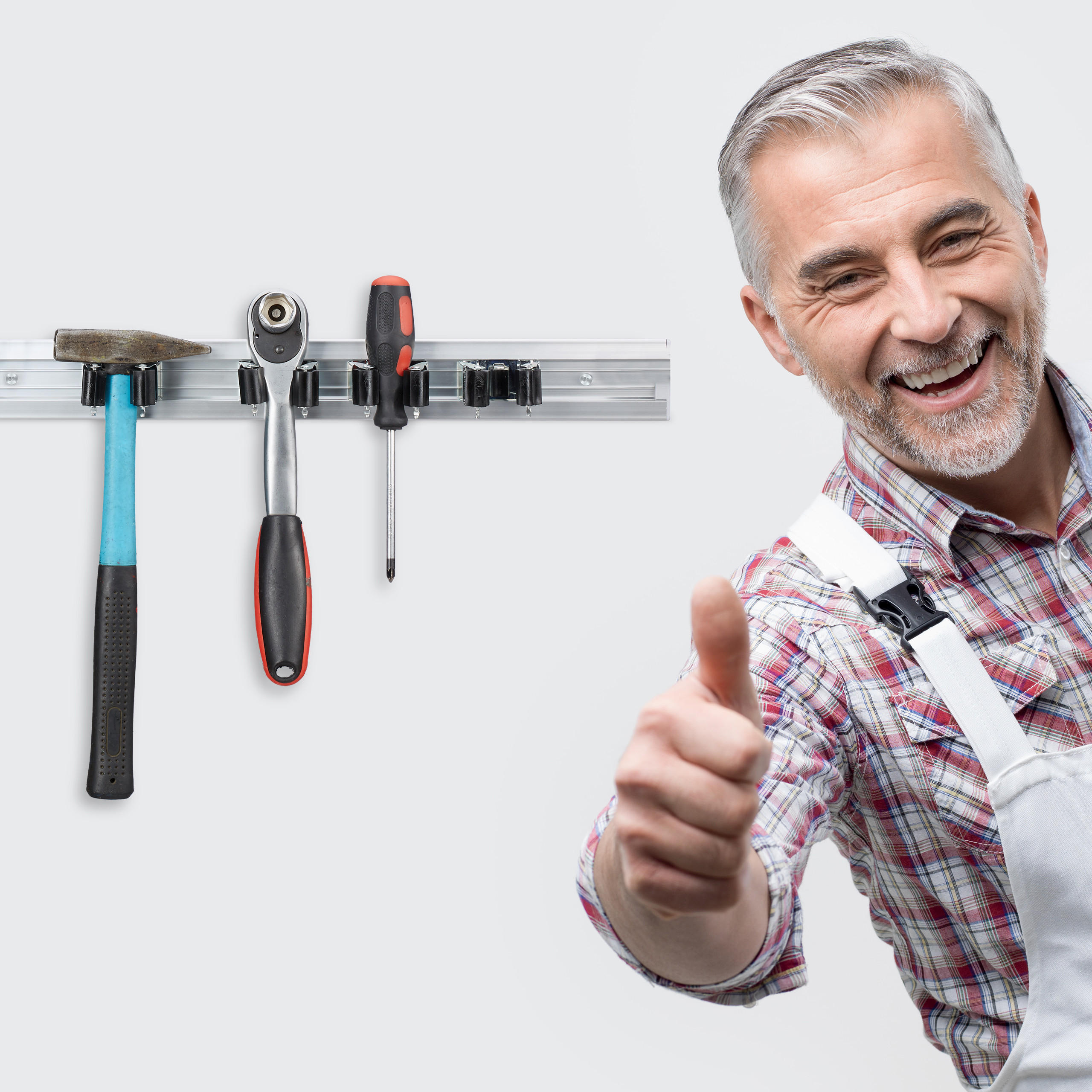 GERÄTEHALTER - Silberfarben, Metall (48.5/5.5/4.5cm) - Relaxdays