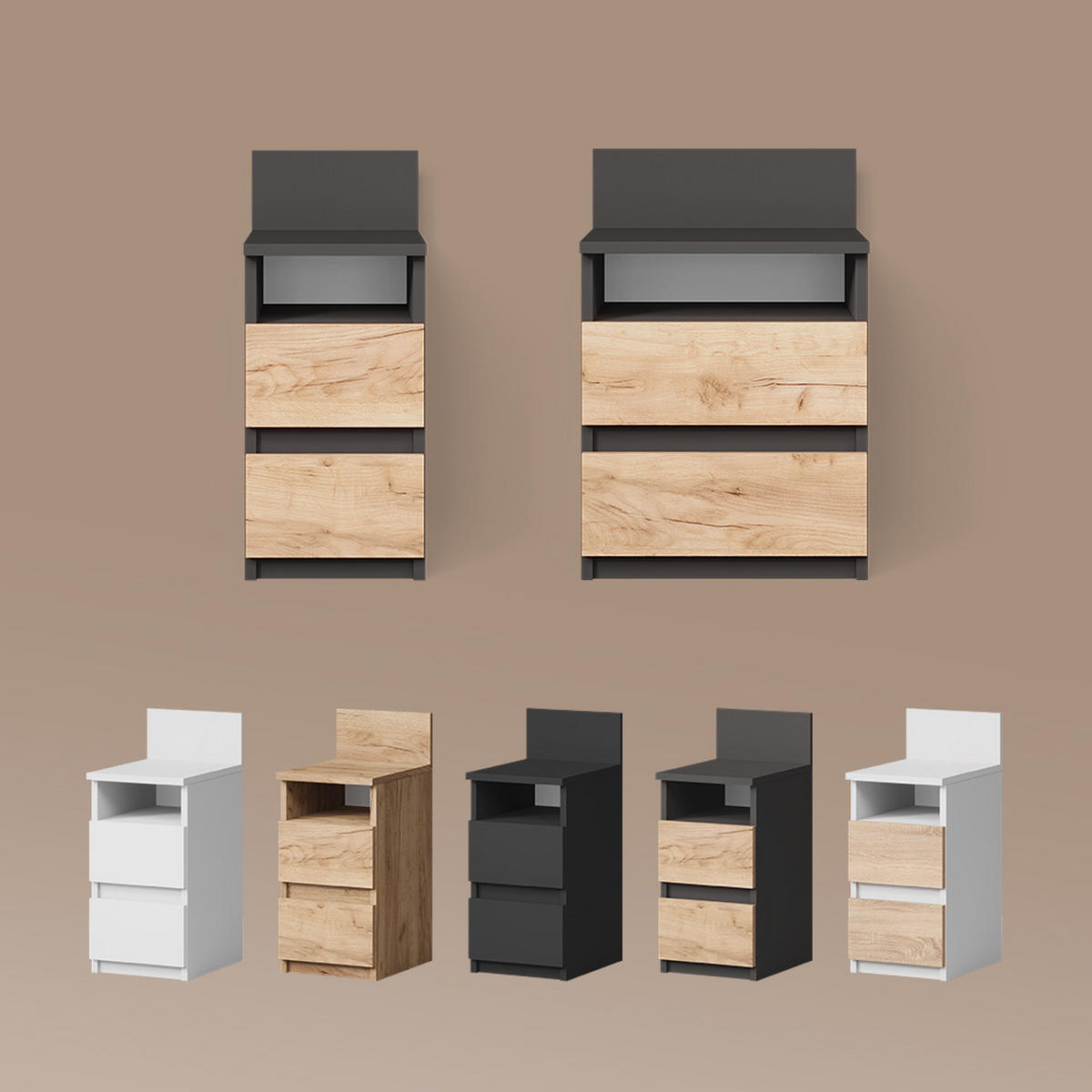 NACHTTISCH Roya, Weiß, 39.6 x 59.1 cm - Weiß, Holzwerkstoff (39.6/59.1/32.3cm) - Livinity®