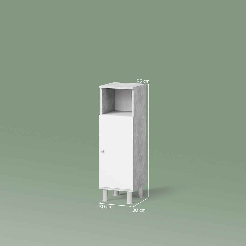 Thumbnail - Livinity® Midischrank, Grau, Grau, Holzwerkstoff, 3 Fächer, Quadratisch, 30x95x30 cm, Badezimmer, Badezimmerschränke, Mi...