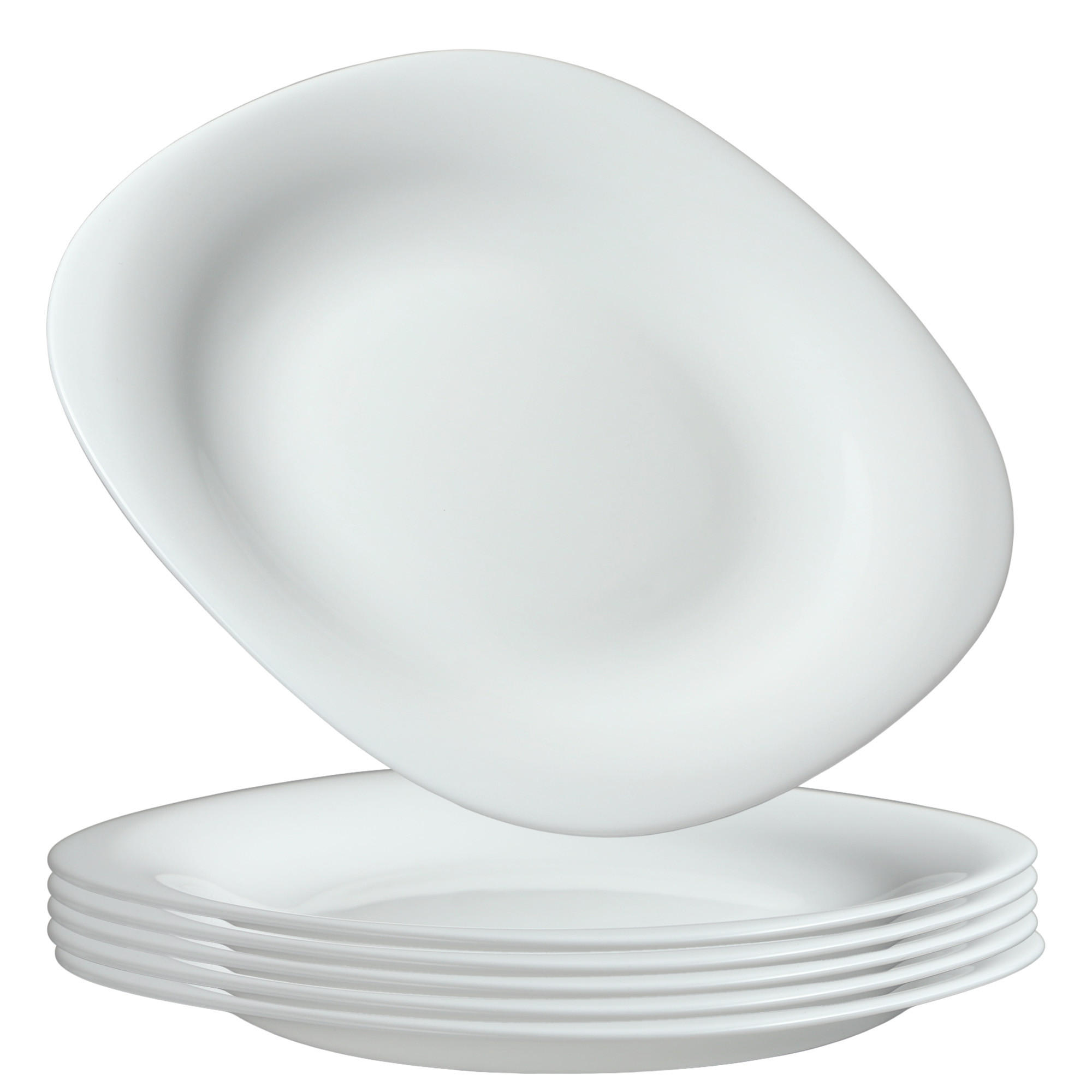 KADAX 6x Dessertteller 21cm weiße Teller Kuchenteller Set - Weiß, Glas (21.5/1.7/20.2cm) - KADAX