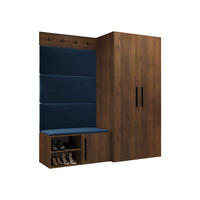 GARDEROBEN-SET Medi I - Blau/Nussbaumfarben, Holzwerkstoff/Kunststoff (80/191/50cm) - MIRJAN24