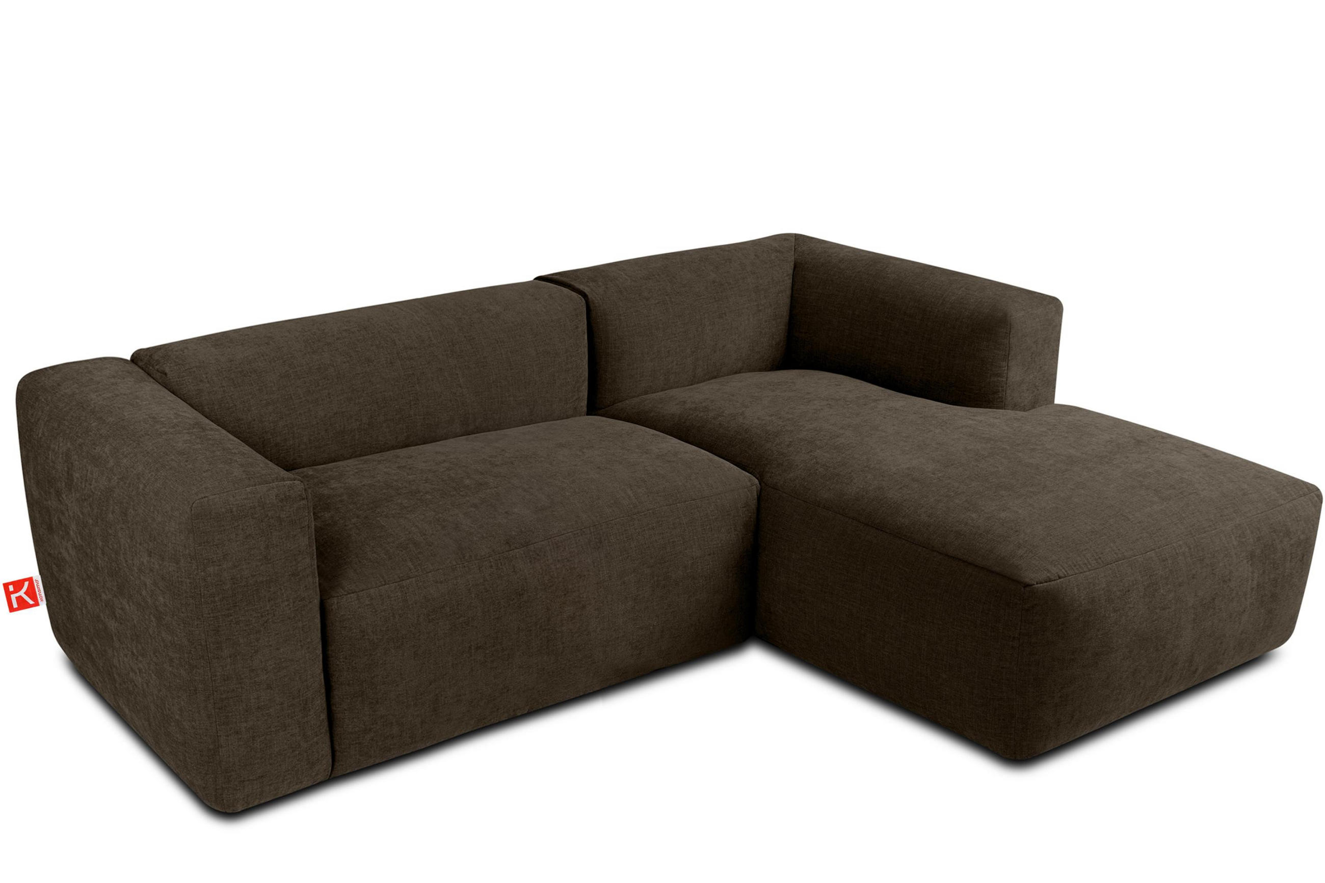 ECKMODULSOFA-RECHTS BUFFO 3/4 Sitzer mit extrem weicher Sitzfläche, Gewebestoff, braun - Braun, Textil (237/180cm) - KONSIMO®