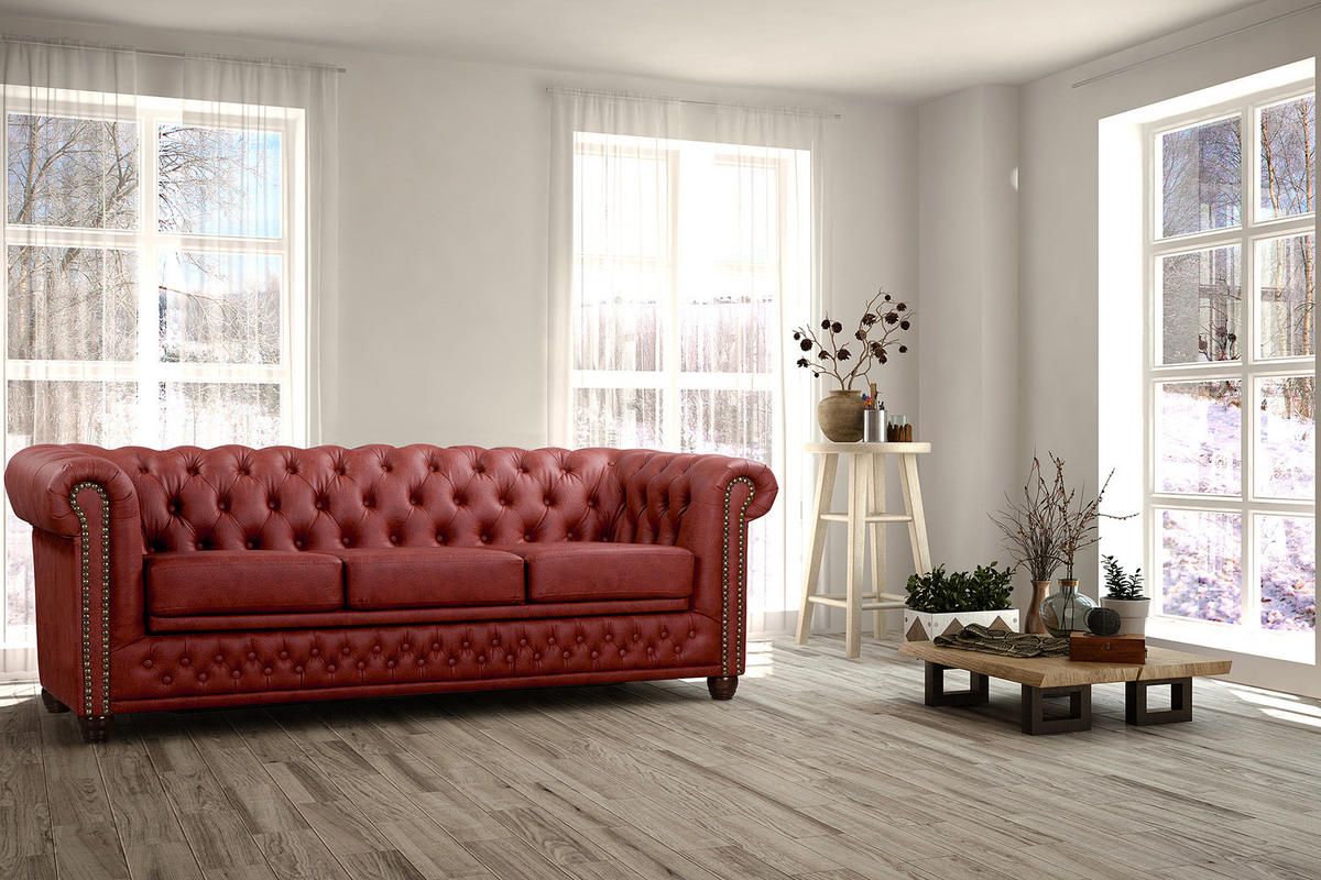 3-SITZER SOFA - Bordeaux, Kunststoff (203/72/86cm) - home24