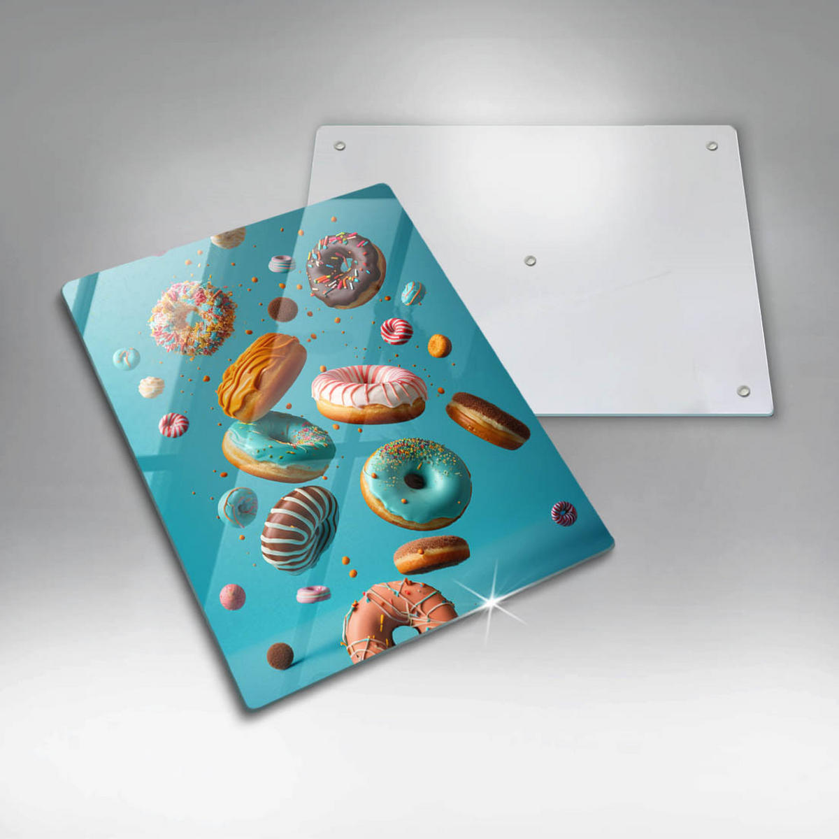 GLASPLATTE 40x52 cm Bunte Donuts - Orange, Glas (40/52cm) - Wallfluent