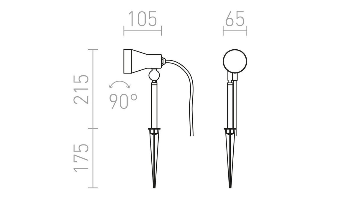 AUSSENLEUCHTE DIREZZA Anthrazitgrau 35 W IP54 - Grau, Metall (15/15/30cm) - Rendl