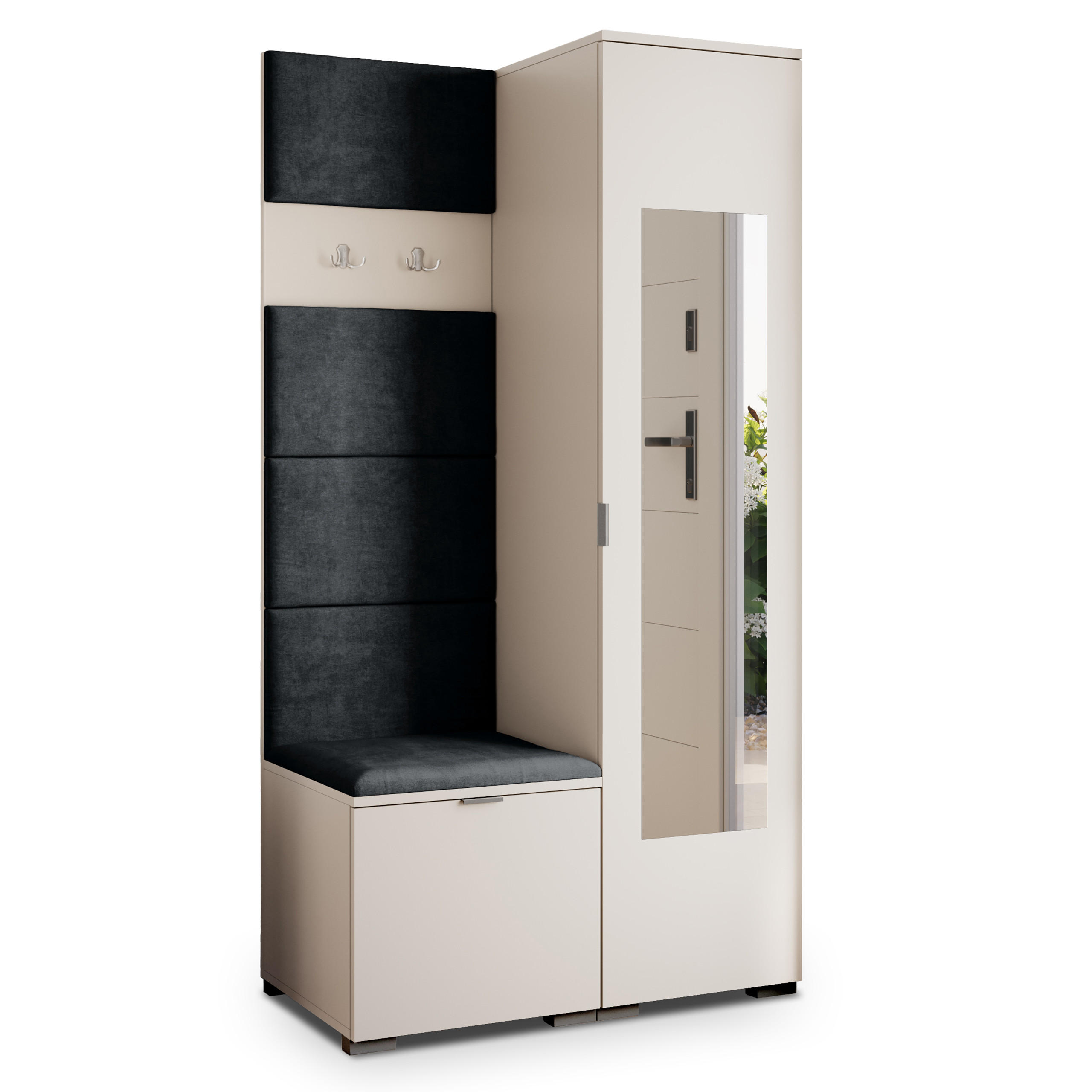 Masseno Garderobenschrank Kaschmir, Schwarz 95x181x51 cm