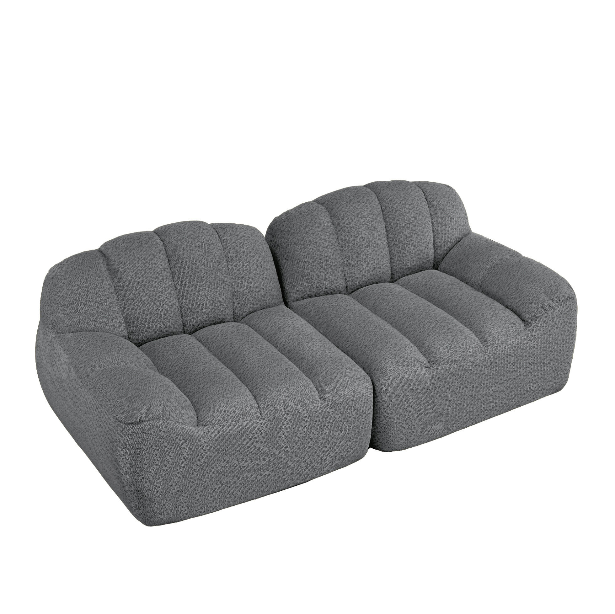Modfu MODULÁRNÍ pohovka z granulovaného fleecu 210x104x79 cm šedá bez montáže ergonomická