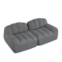 2-SITZER-SOFA aus granuliertem Fleece Grau ohne Montage mit ergonomischer Form und flexiblen Modulen - Grau, Textil (210/79/104cm) - Modfu