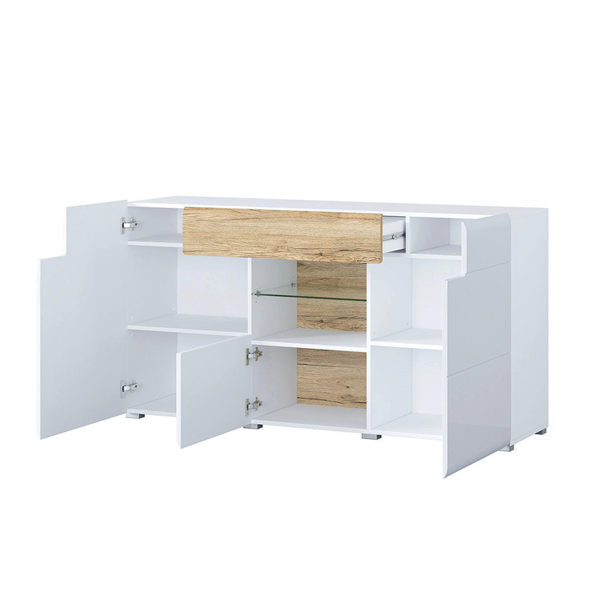 KOMODA Jules Bela in les - bela/rjava, leseni material (159/82/39cm) - Petits-meubles
