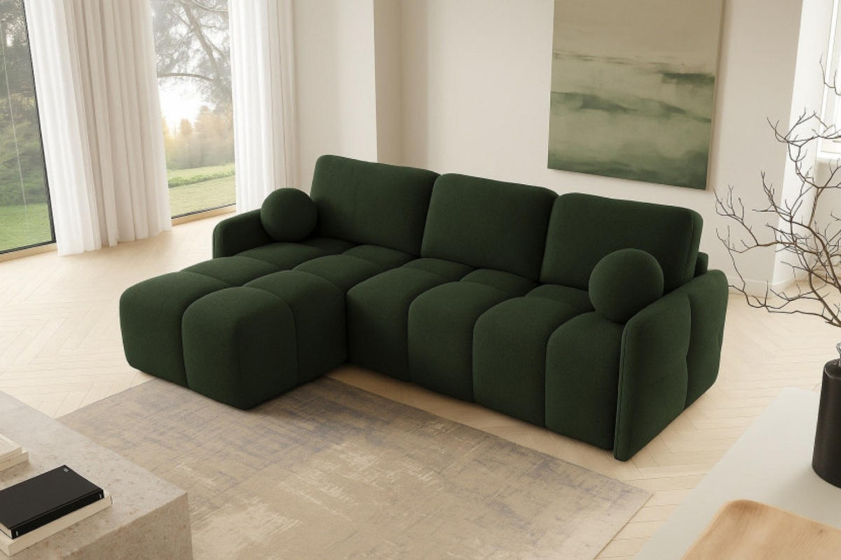 ECKSOFA Grün MONO Mit Schlaffunktion Und Dekokissen Links - Grün, Textil (220/145cm) - Sepro Meble