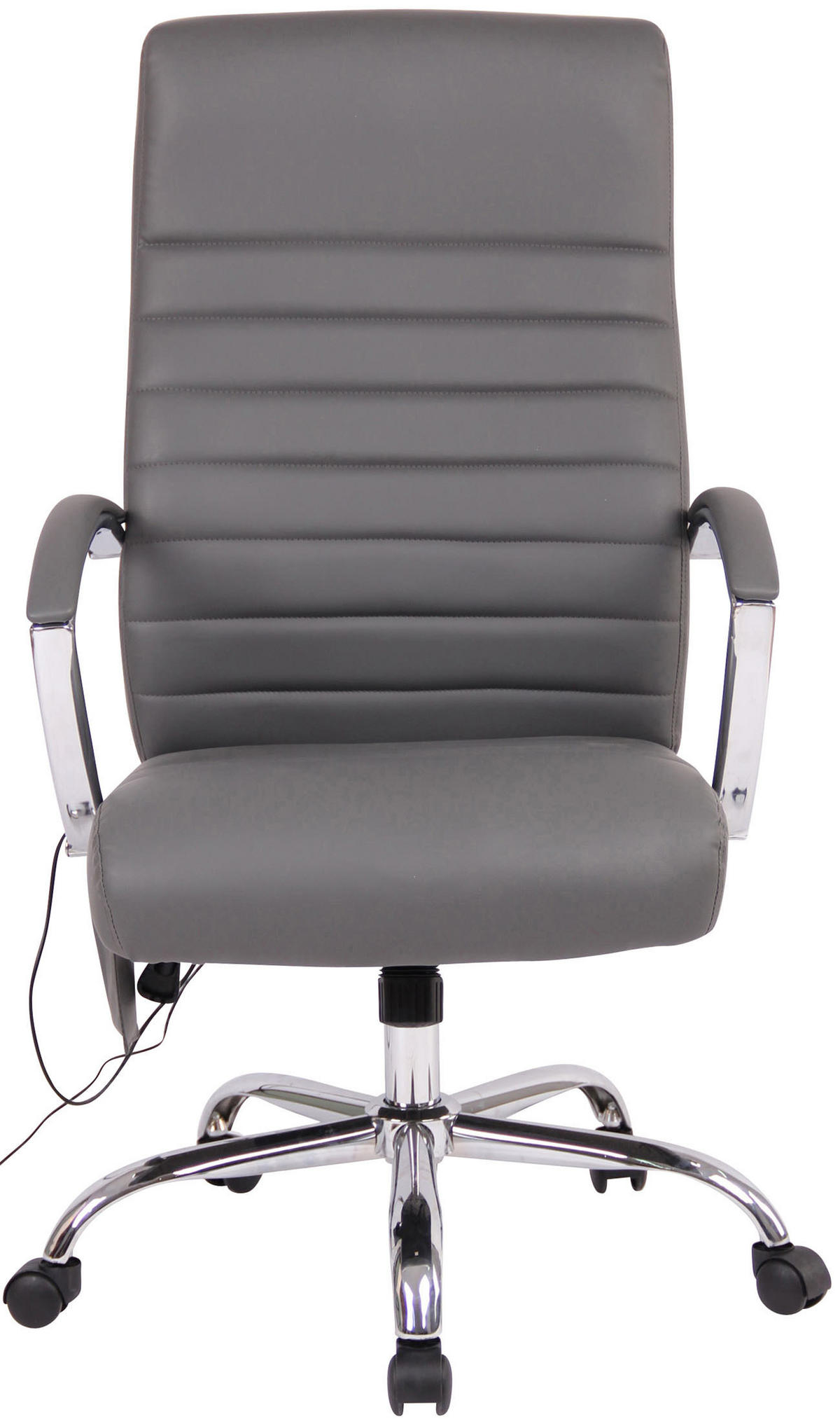 CHEFSESSEL Lederlook grau - Chromfarben/Grau, Textil/Metall (58/113/72cm) - CLP